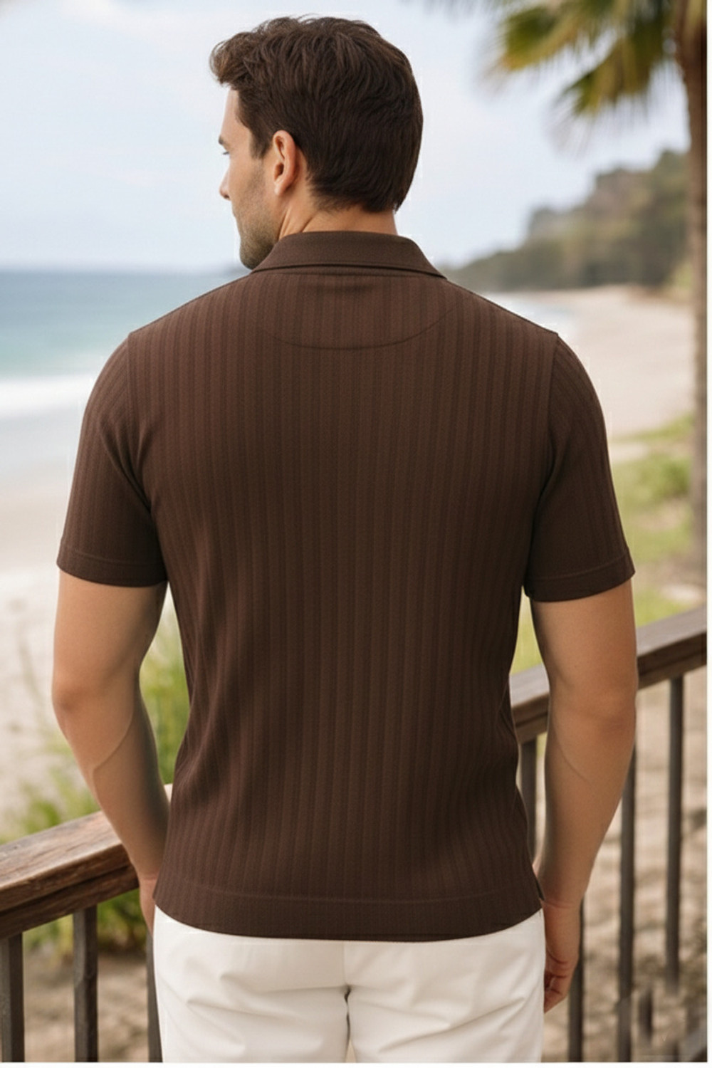 Image of Roadster Men Solid Polo Neck Polycotton Brown T-Shirt
