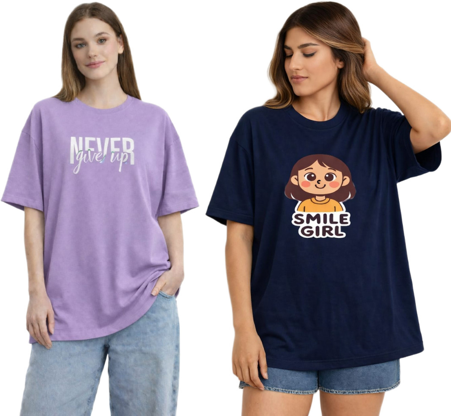 Image of KGN Women Printed Round Neck Cotton Blend Beige T-Shirt