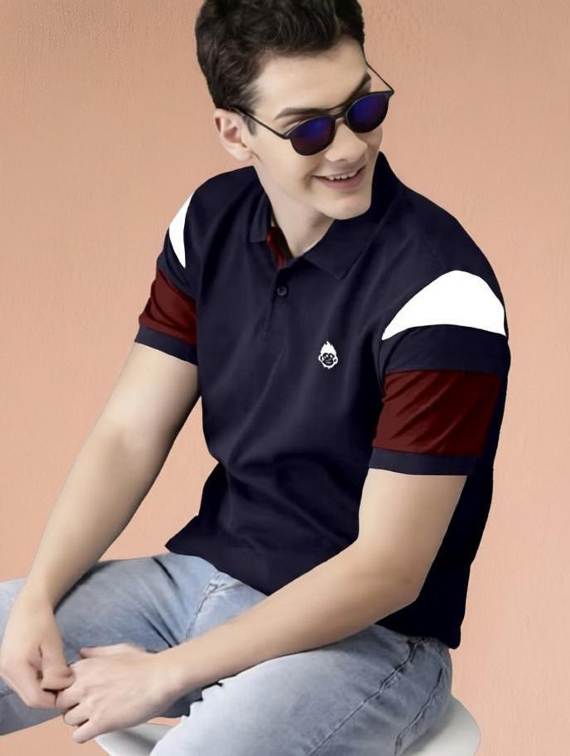 Image of PSAJRCY Men Solid Polo Neck Polyester White T-Shirt