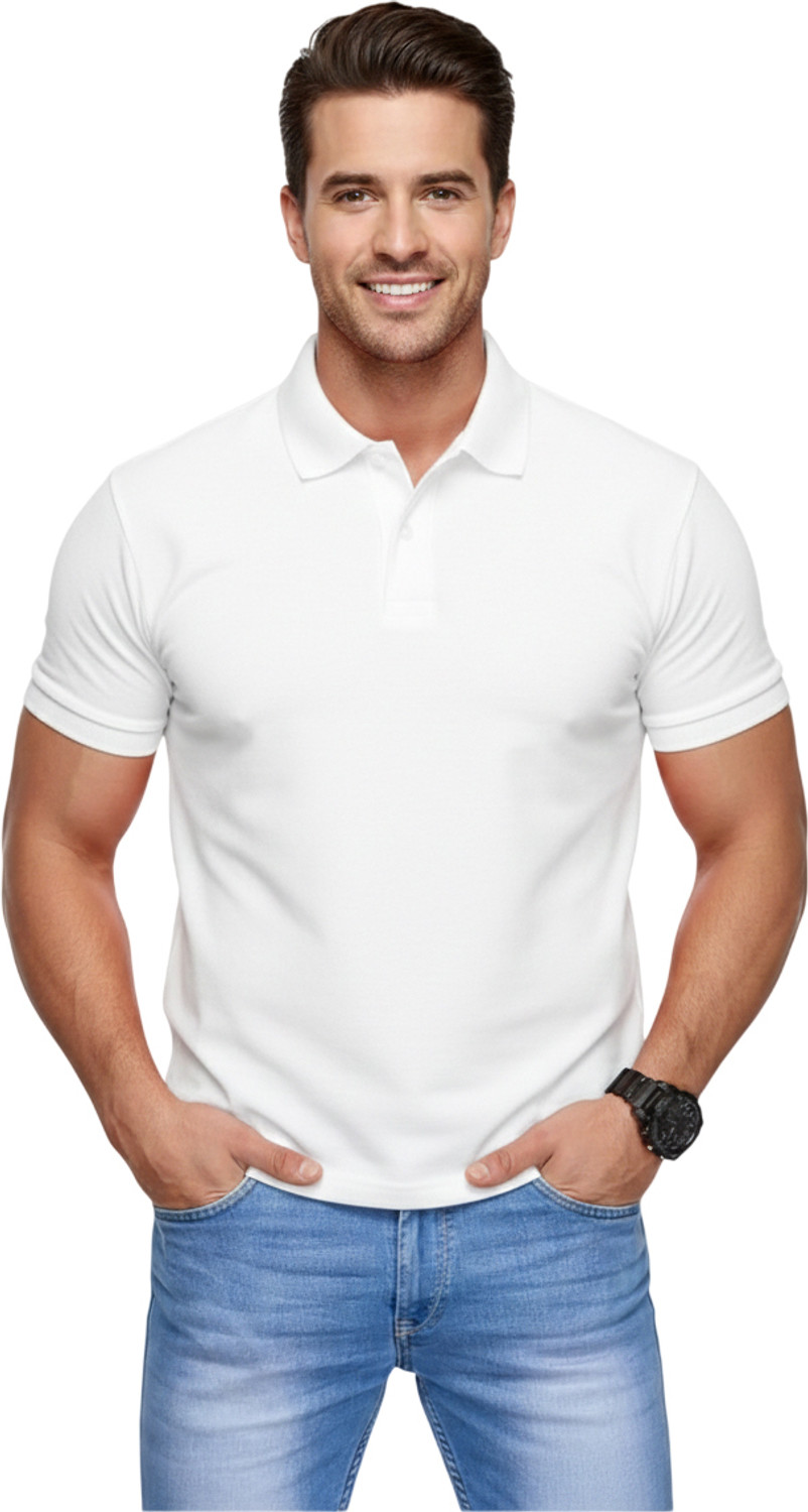 Image of Pellitory Men Striped Zip Neck Cotton Blend White T-Shirt