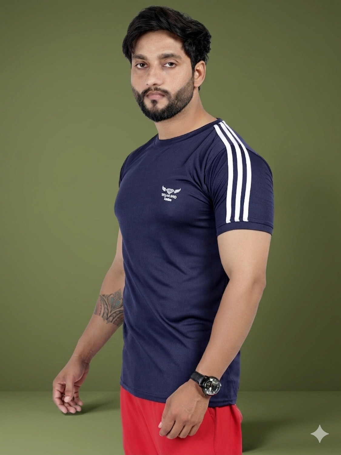 Image of HEPAKA Men Solid Round Neck Polyester Grey T-Shirt