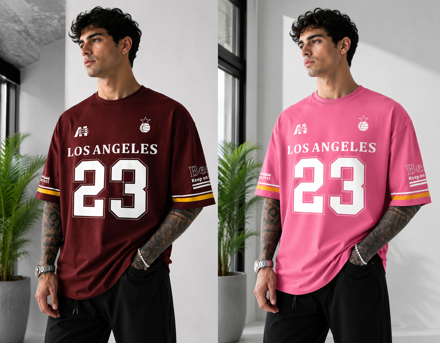 Image of Stelino Men Printed Round Neck Cotton Blend Maroon T-Shirt
