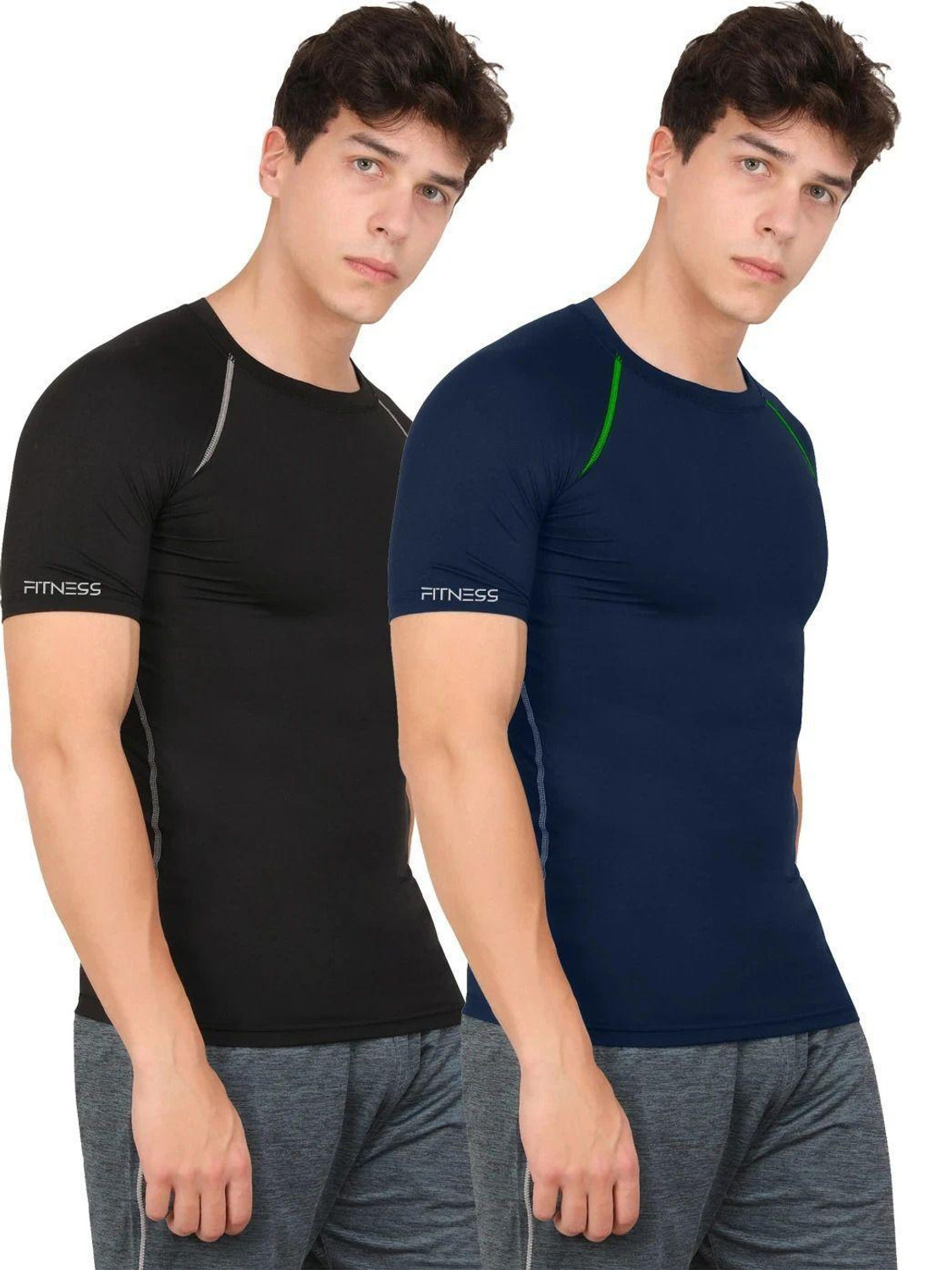 Image of PETER ENGLAND Men Solid Round Neck Polycotton Dark Blue T-Shirt