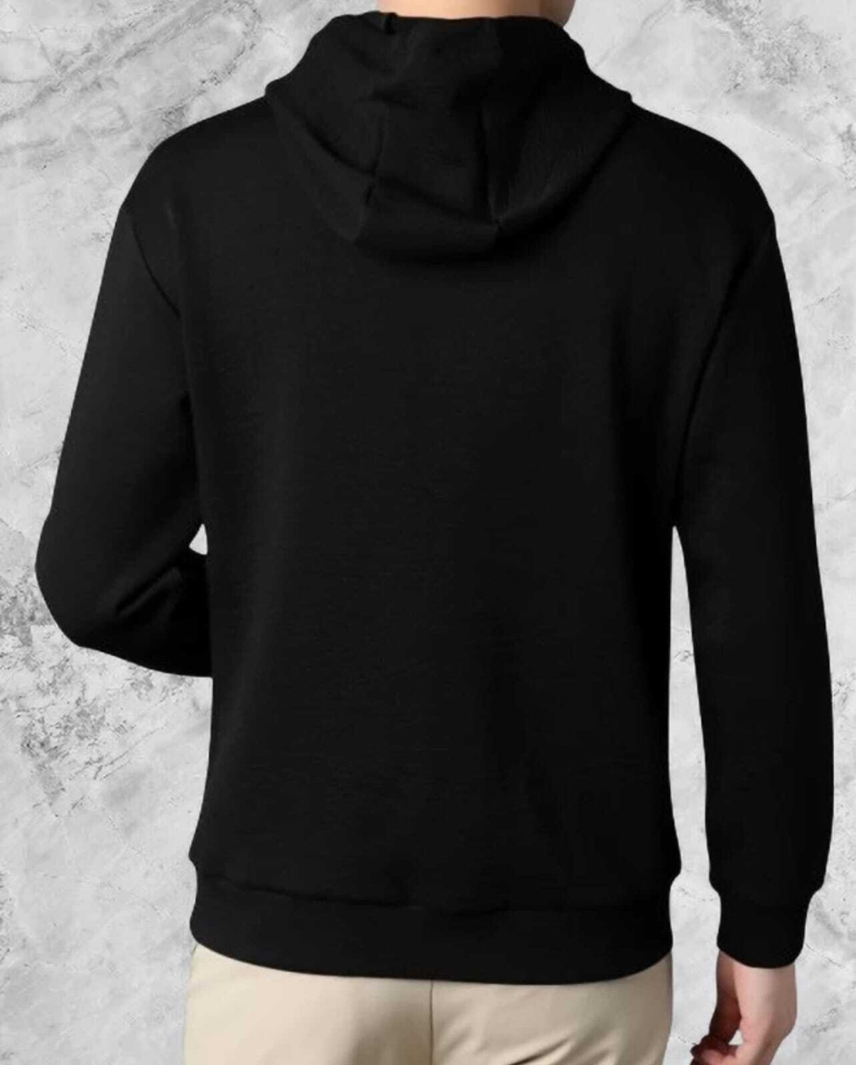Image of TEEMEX Men Solid Hooded Neck Cotton Blend Black T-Shirt