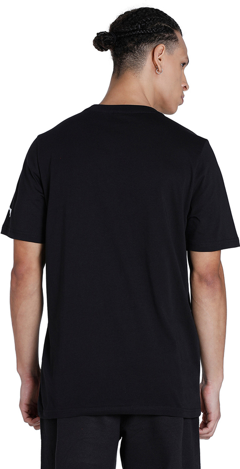 Image of PUMA Ferrari Race Big Shield Tee Colored Men Solid Crew Neck Cotton Blend Black T-Shirt