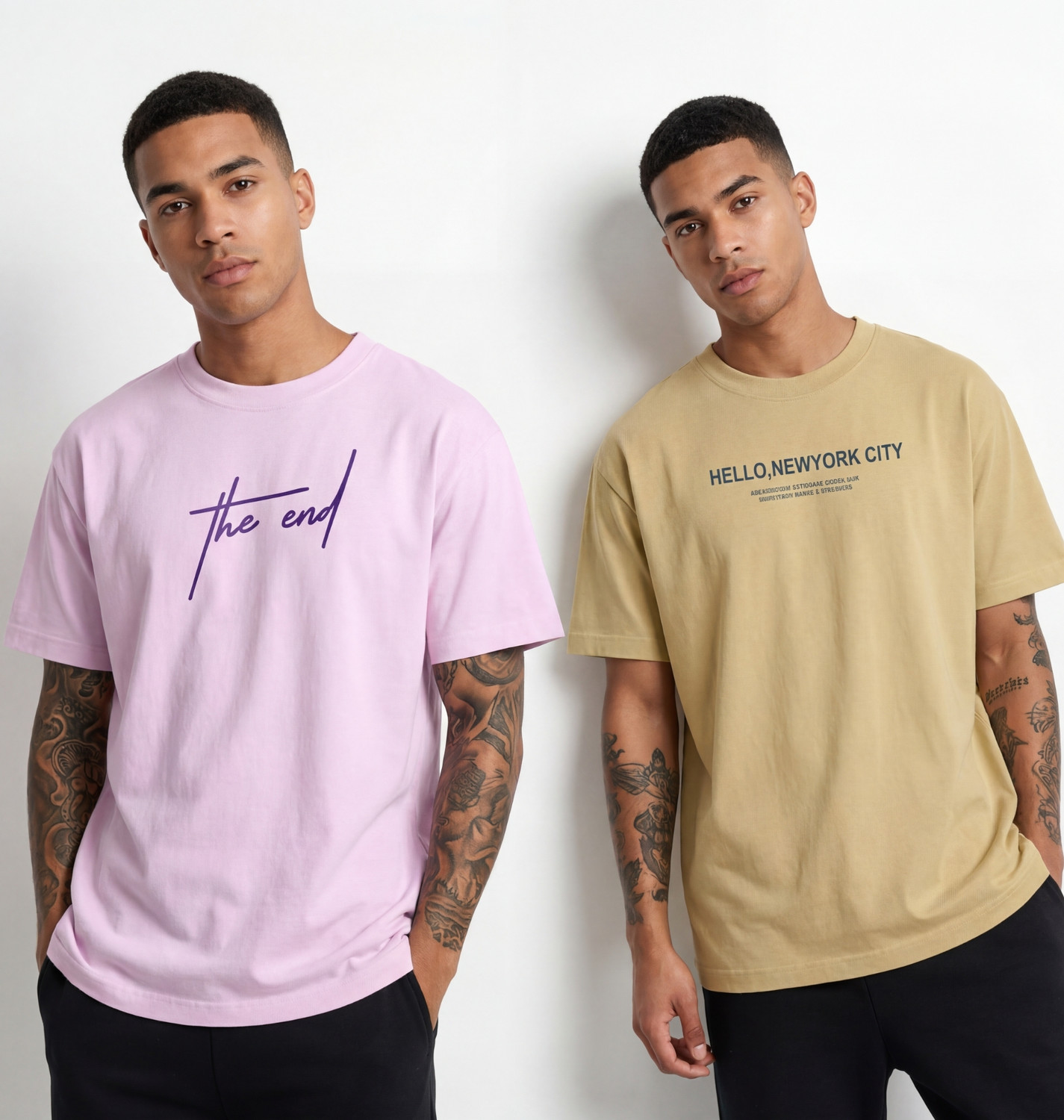 Image of FLYIND VOGUE OUTFIT Men Graphic Print, Typography Round Neck Cotton Blend Beige, Brown T-Shirt