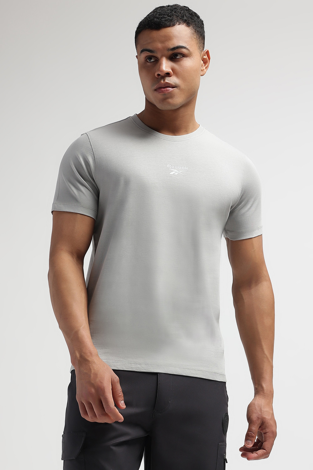 Image of PUMA Men Solid Crew Neck Cotton Blend Green T-Shirt