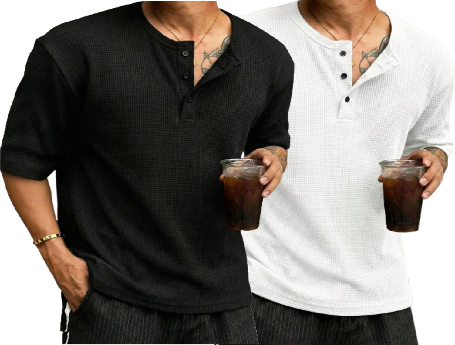 The Modern Soul Men Henley Neck Multicolor T-Shirt - Image 1