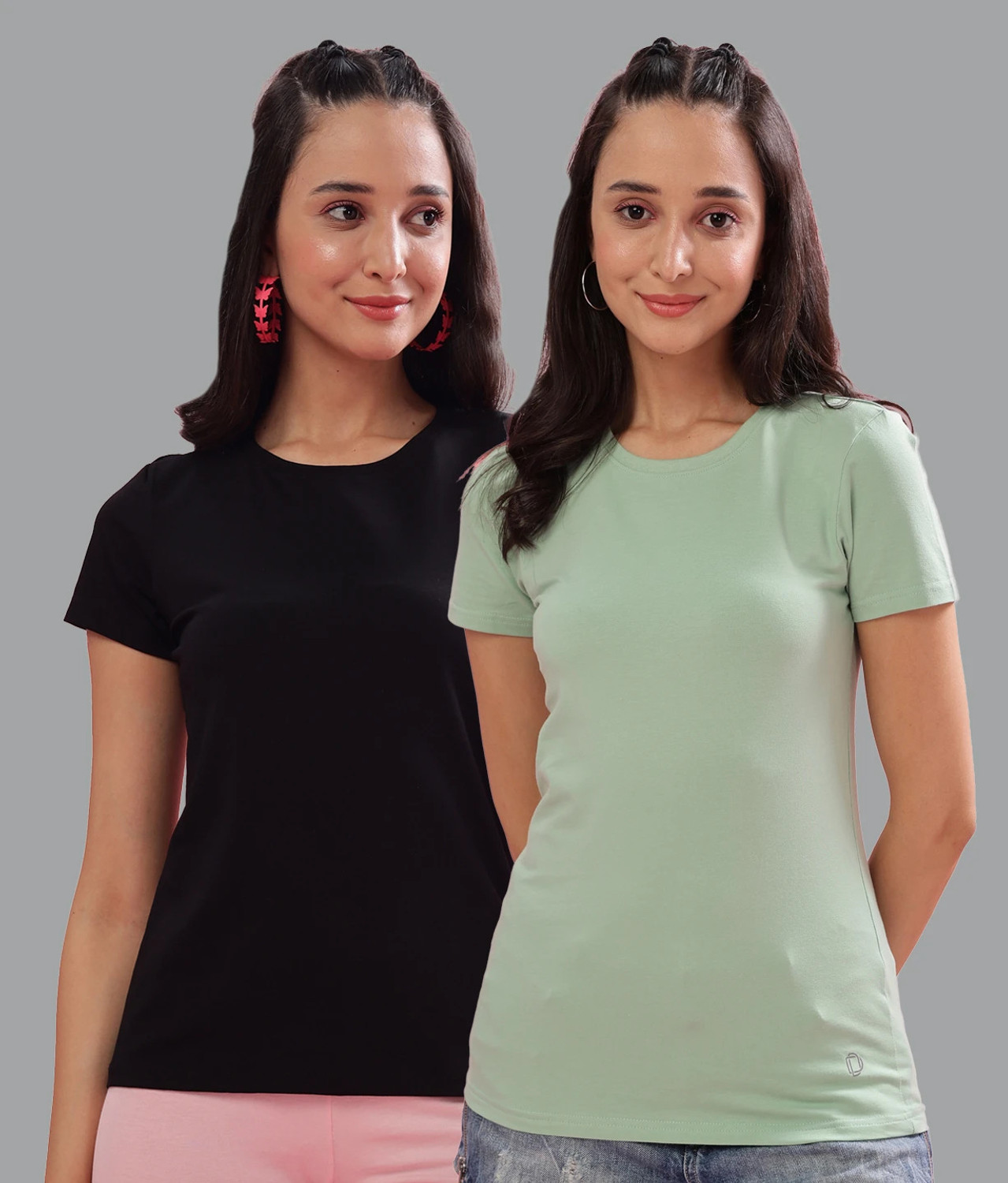 Image of Roadster Women Printed Round Neck Pure Cotton Black T-Shirt