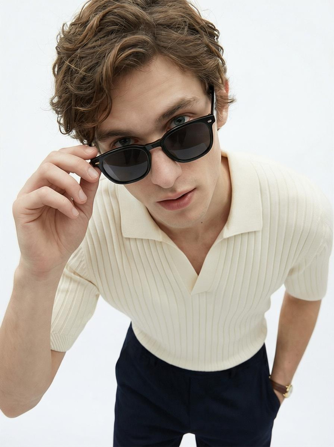 Snitch Striped Polo Neck White T-Shirt - Image 6