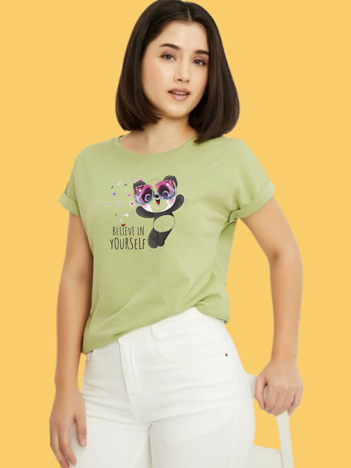 Image of Roadster Women Printed Round Neck Pure Cotton Black T-Shirt