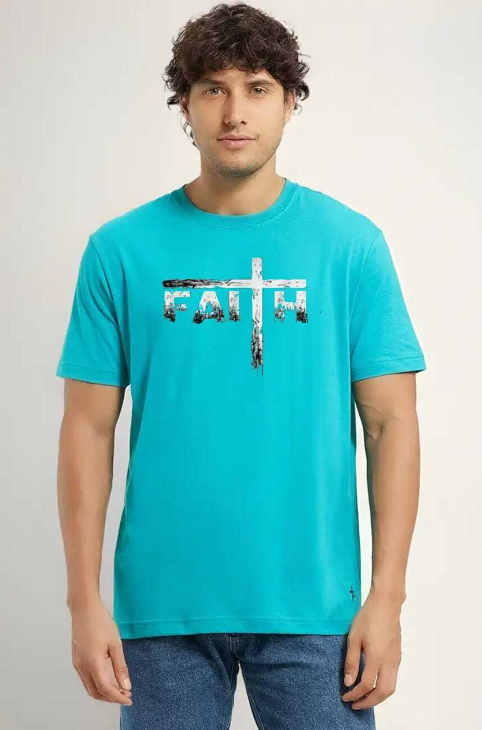 stylesmyth Men Blue Printed Round Neck T-Shirt - Image 3