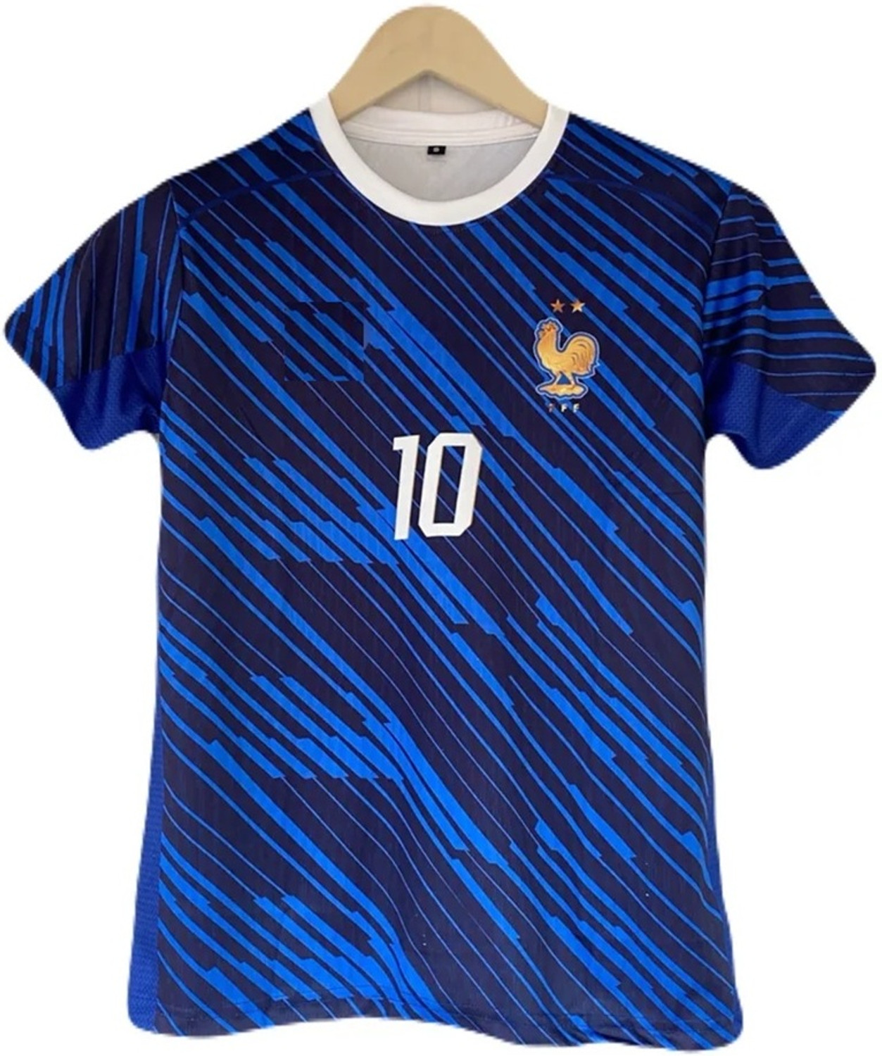 Image of YUTU Men Printed Polo Neck Polyester Blue T-Shirt