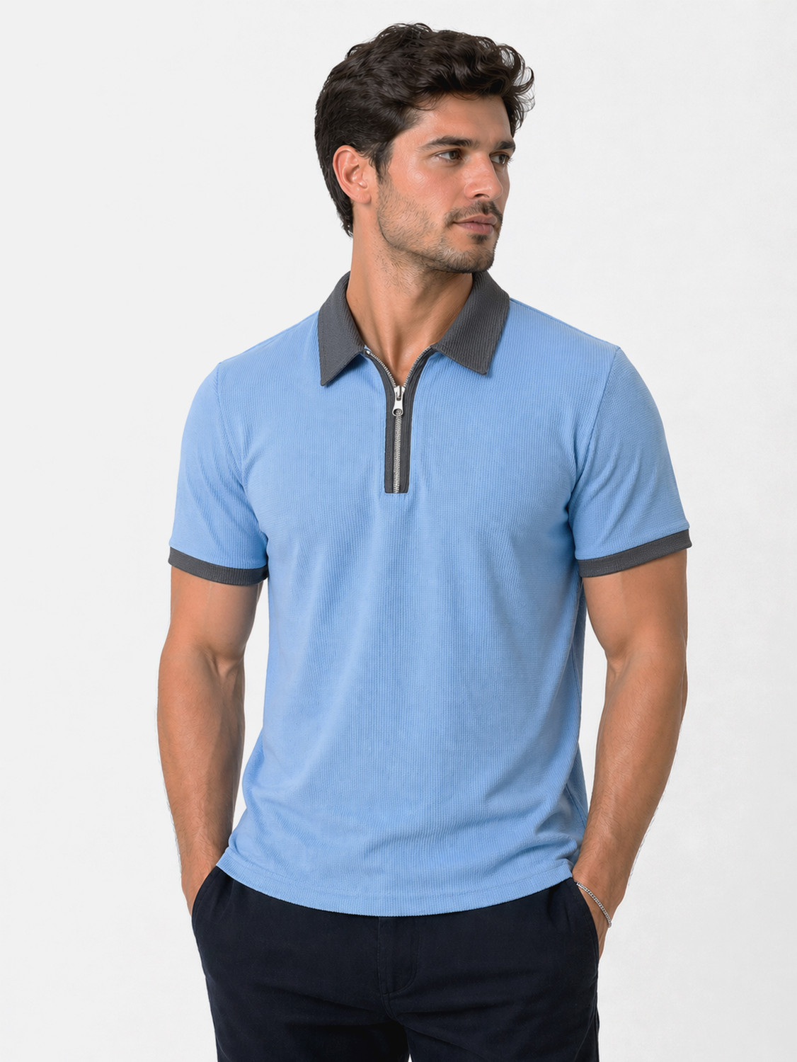 Image of Roadster Men Solid Round Neck Pure Cotton Grey T-Shirt