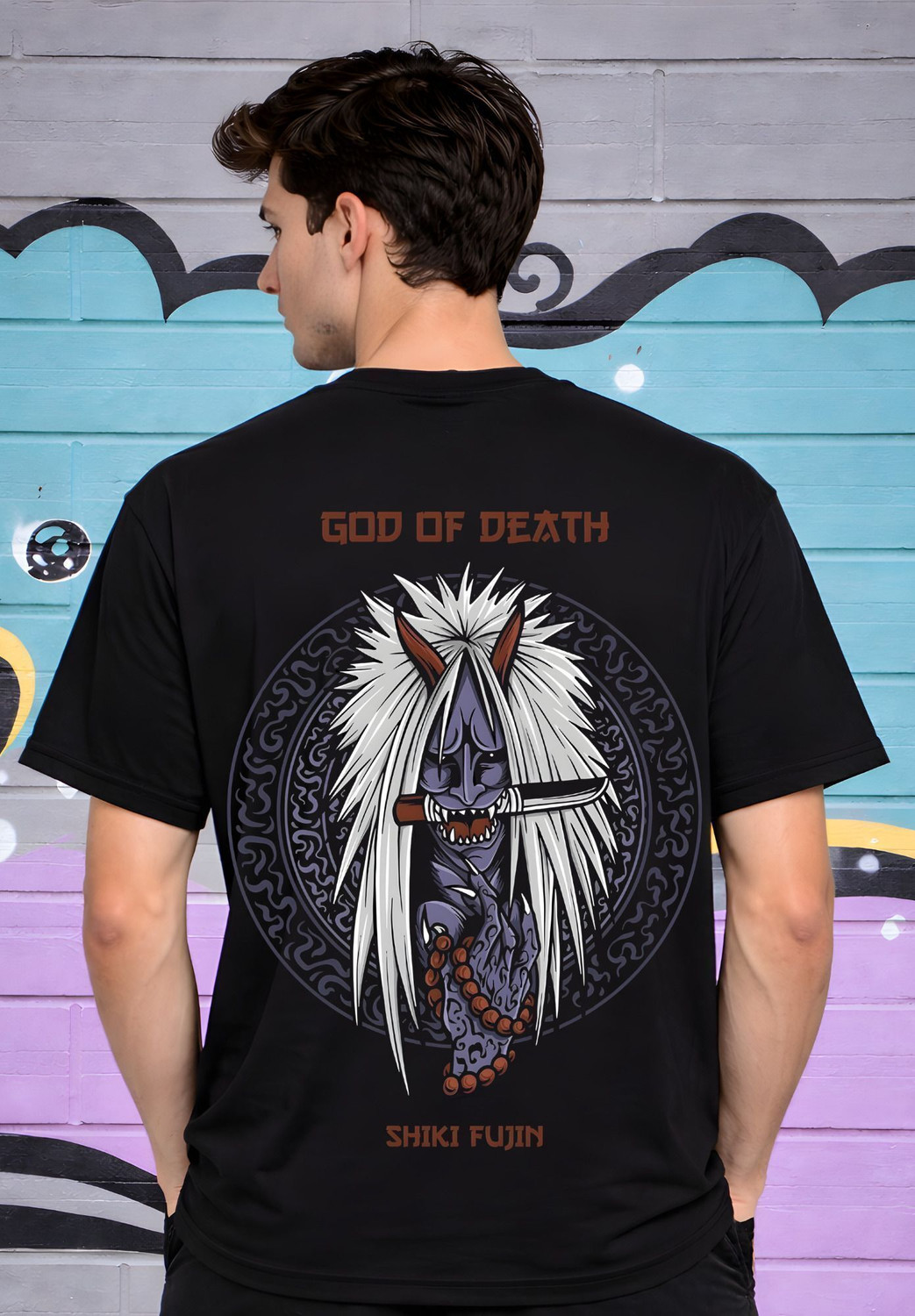 Image of Be Crazy Men Graphic Print Round Neck Cotton Blend Black T-Shirt