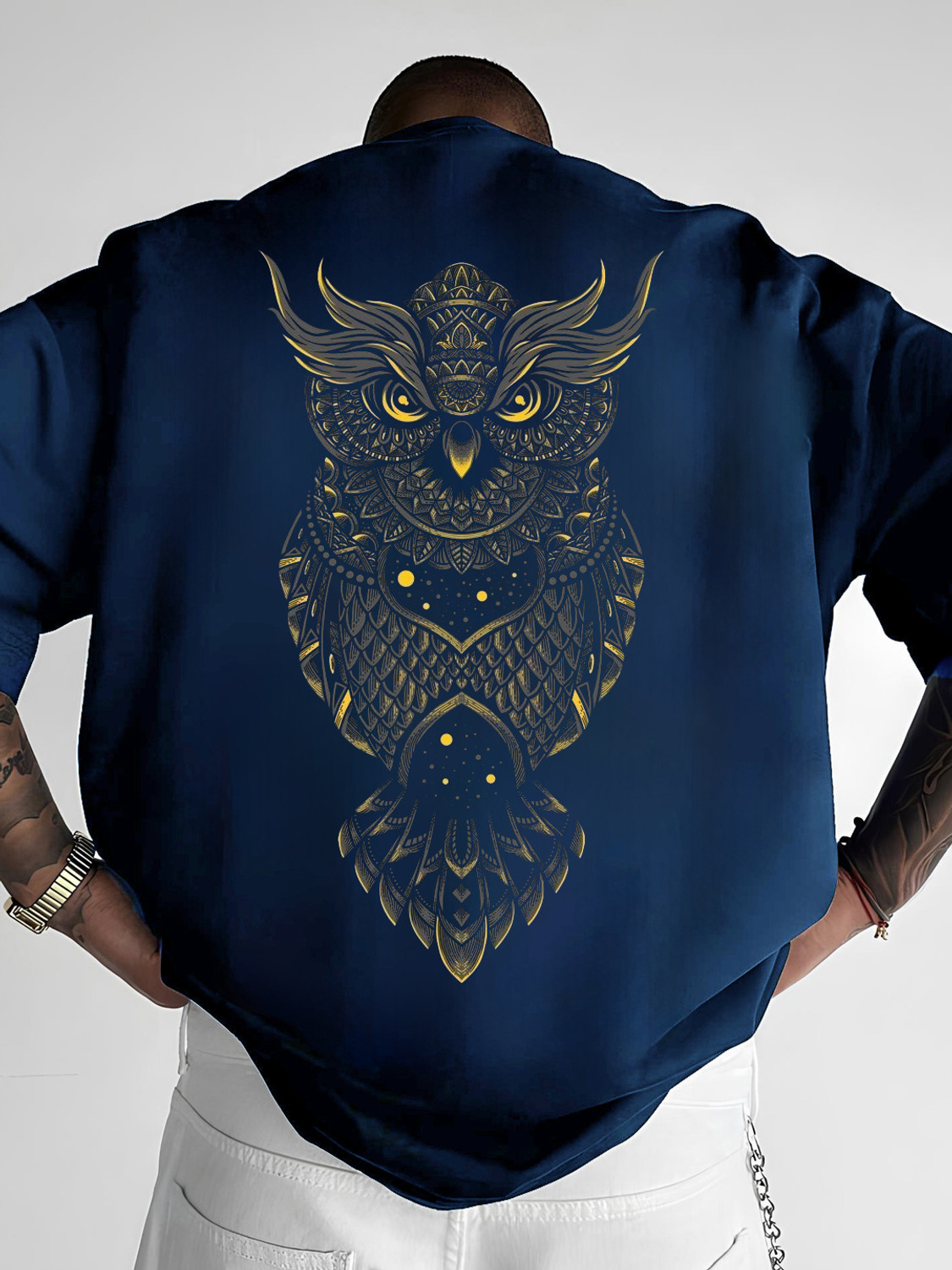 HADAR Men Navy Blue Cotton Blend T-Shirt - Image 1