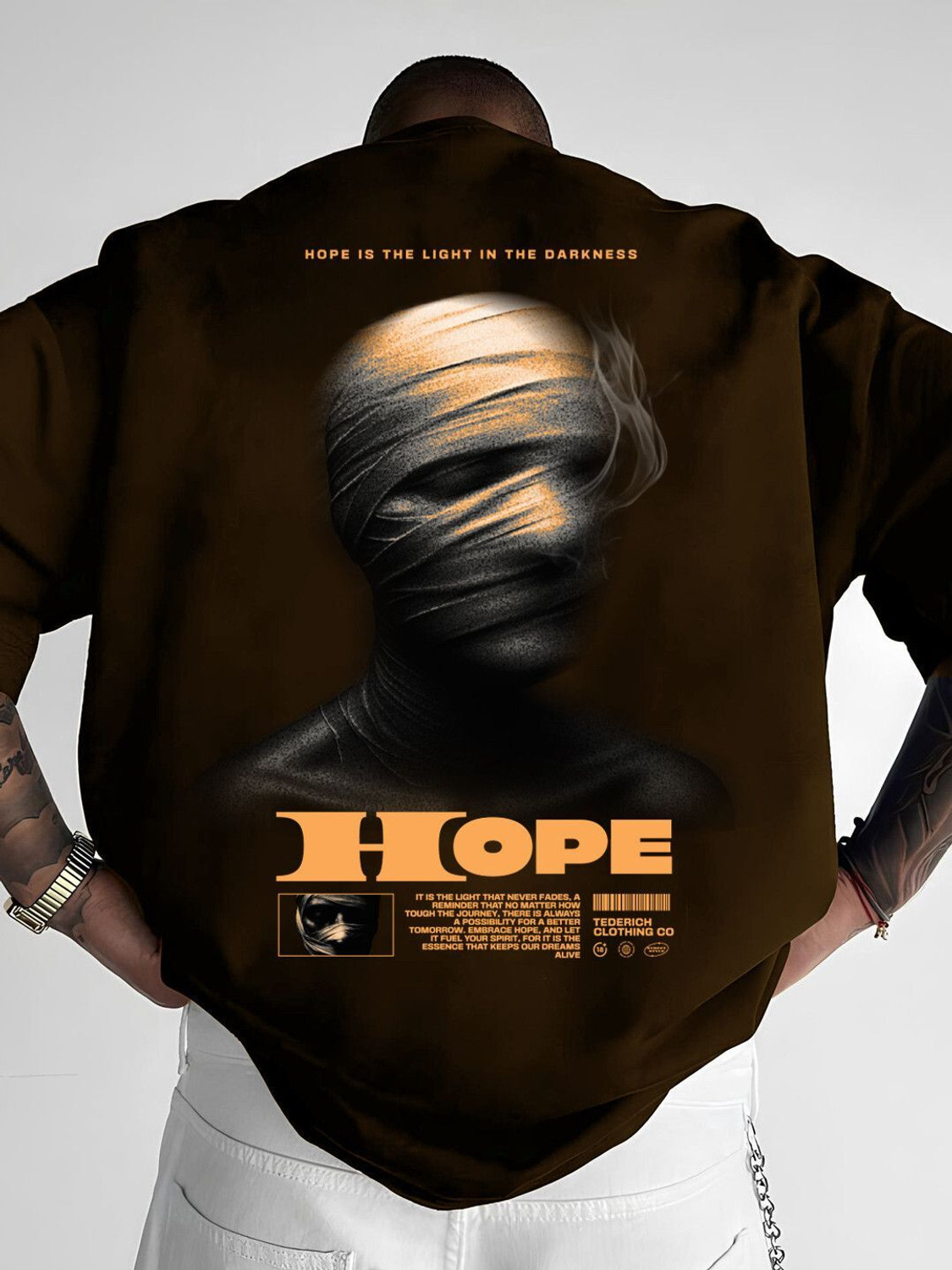 HADAR Men's Graphic Print Round Neck Brown T-Shirt - Image 1