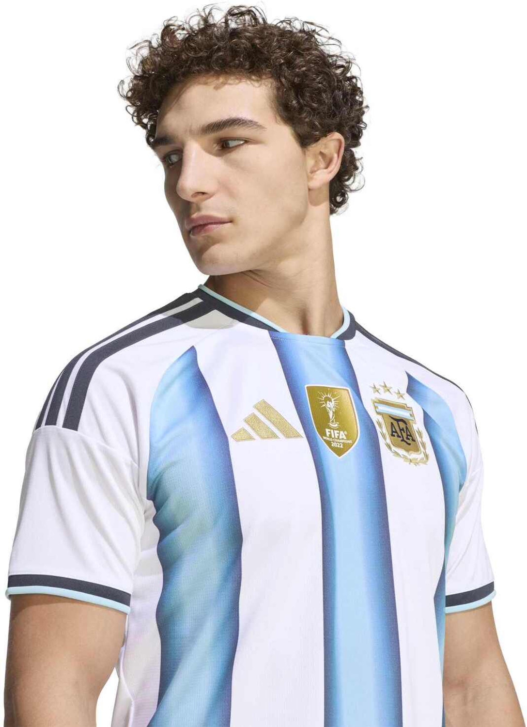 Image of ADIDAS Official FIFA World Cup Argentina Jersey Men Printed Mandarin Collar Polyester White T-Shirt