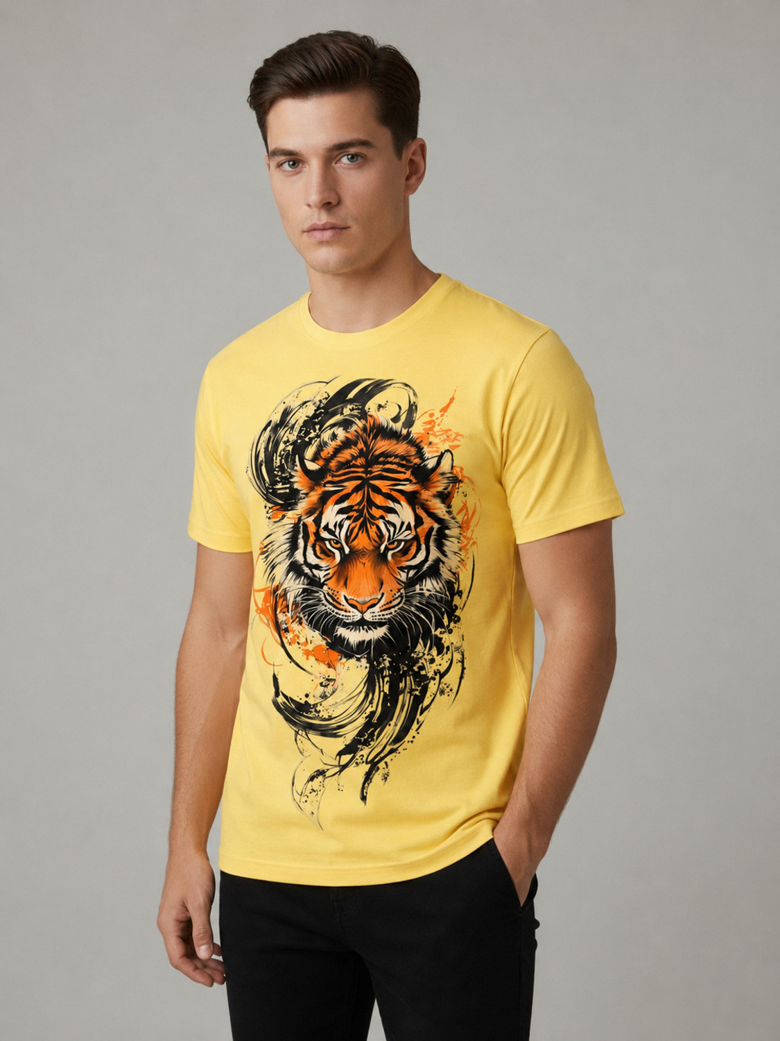 Image of MARVEL By Metronaut Men Printed Polo Neck Polycotton Black T-Shirt