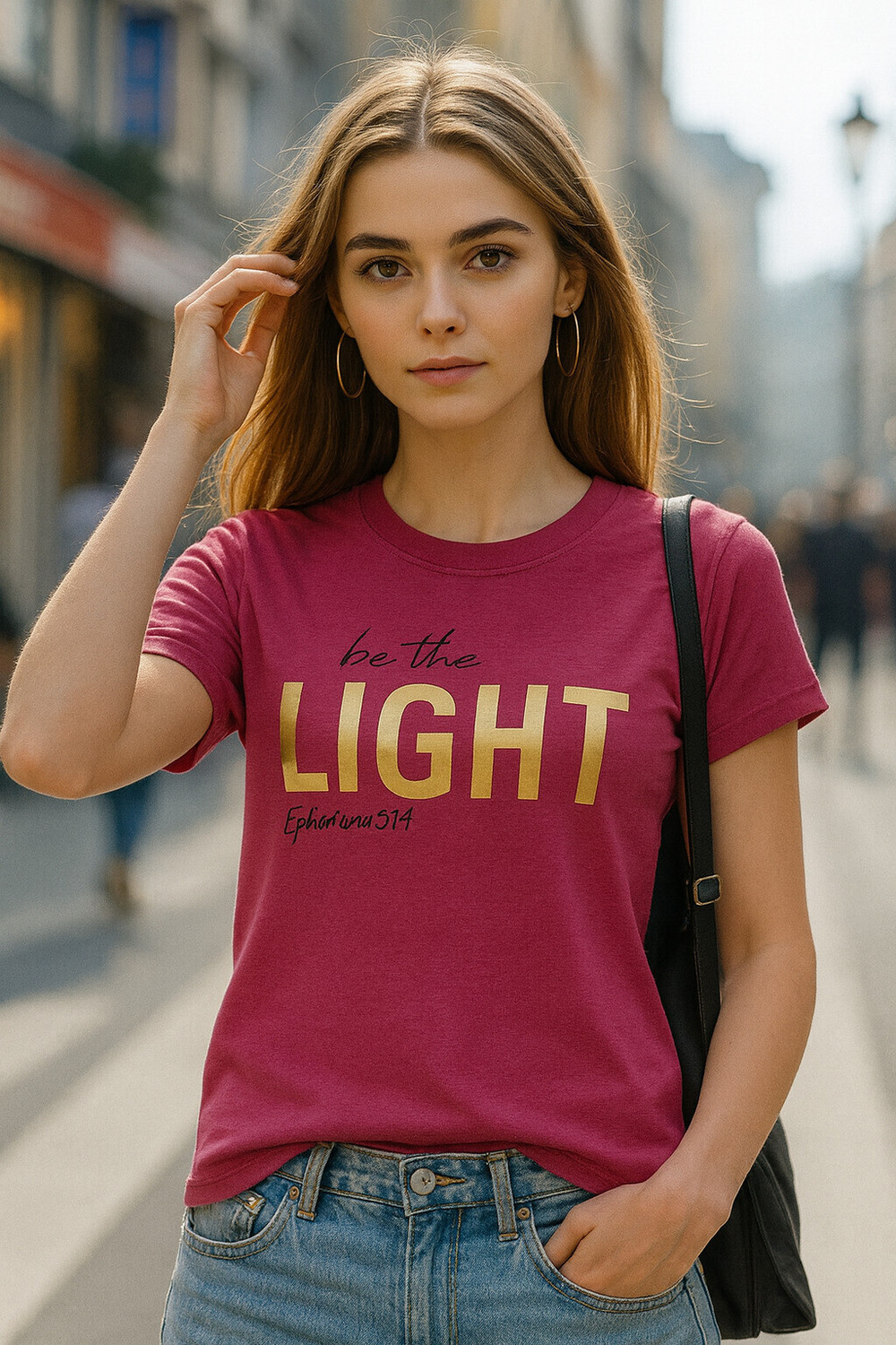 Image of DreamBe Women Printed Round Neck Cotton Blend Multicolor T-Shirt