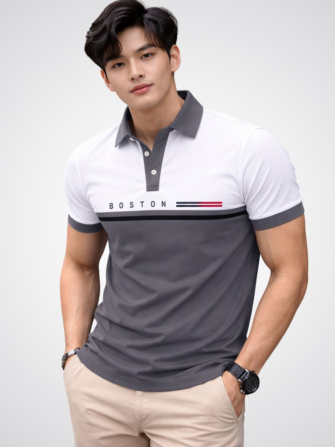 Image of HouseOfCommon Men Solid Polo Neck Cotton Blend Yellow T-Shirt