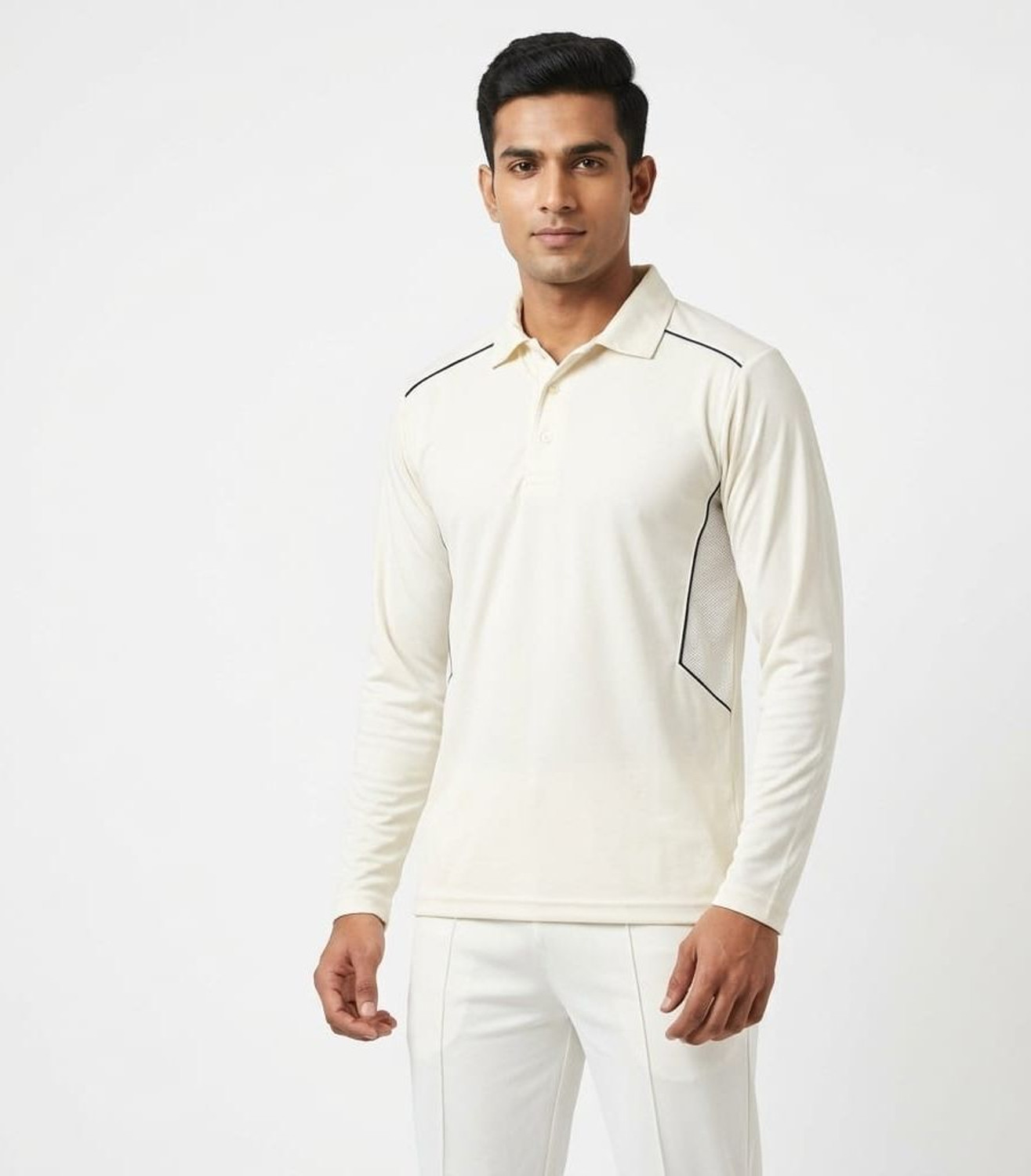 Image of PSAJRCY Men Solid Polo Neck Polyester White T-Shirt
