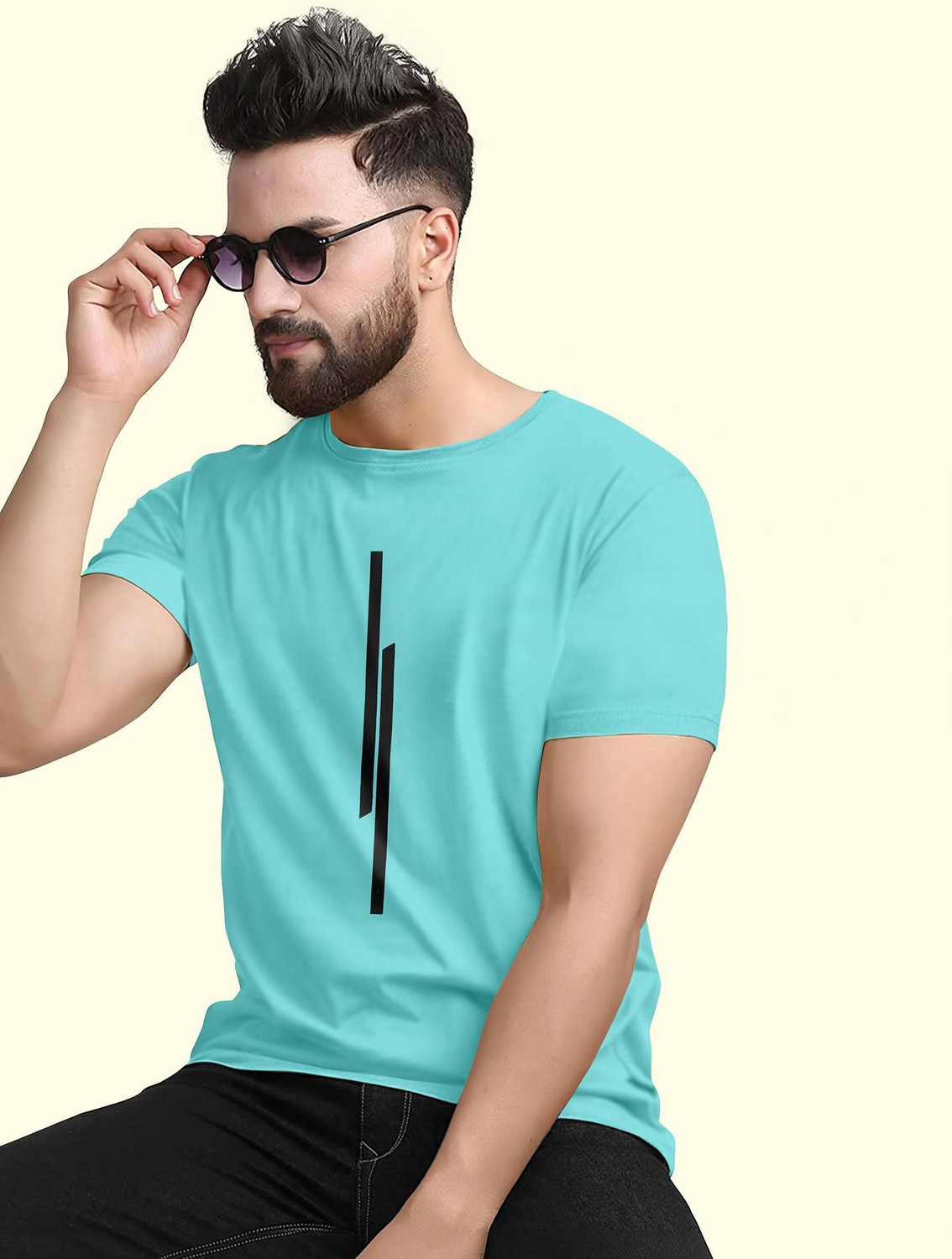 Image of TUN TUN CLOTHINGS Men Printed Round Neck Pure Cotton Multicolor T-Shirt