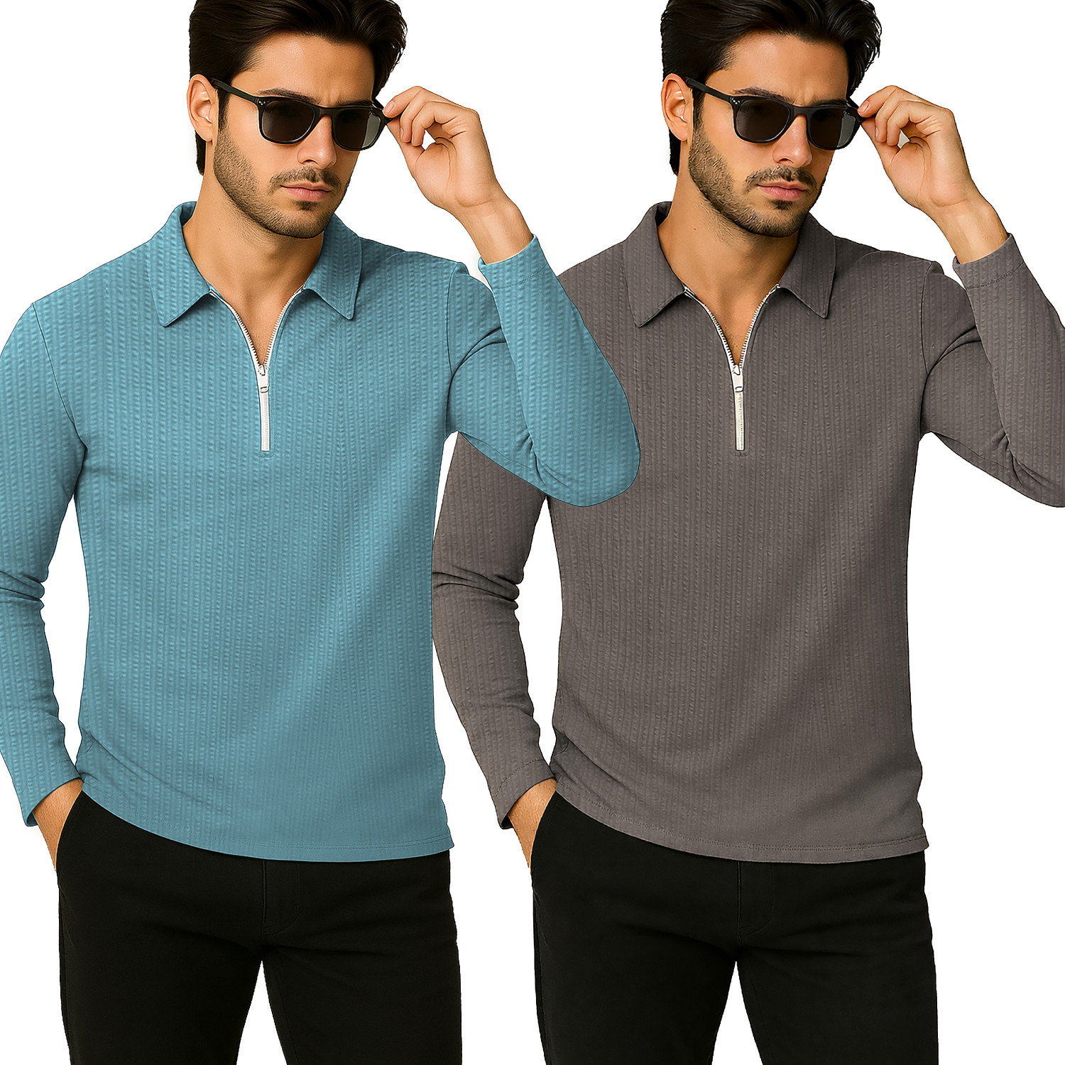 Image of TRIPR Men Solid Mandarin Collar Cotton Blend Maroon T-Shirt