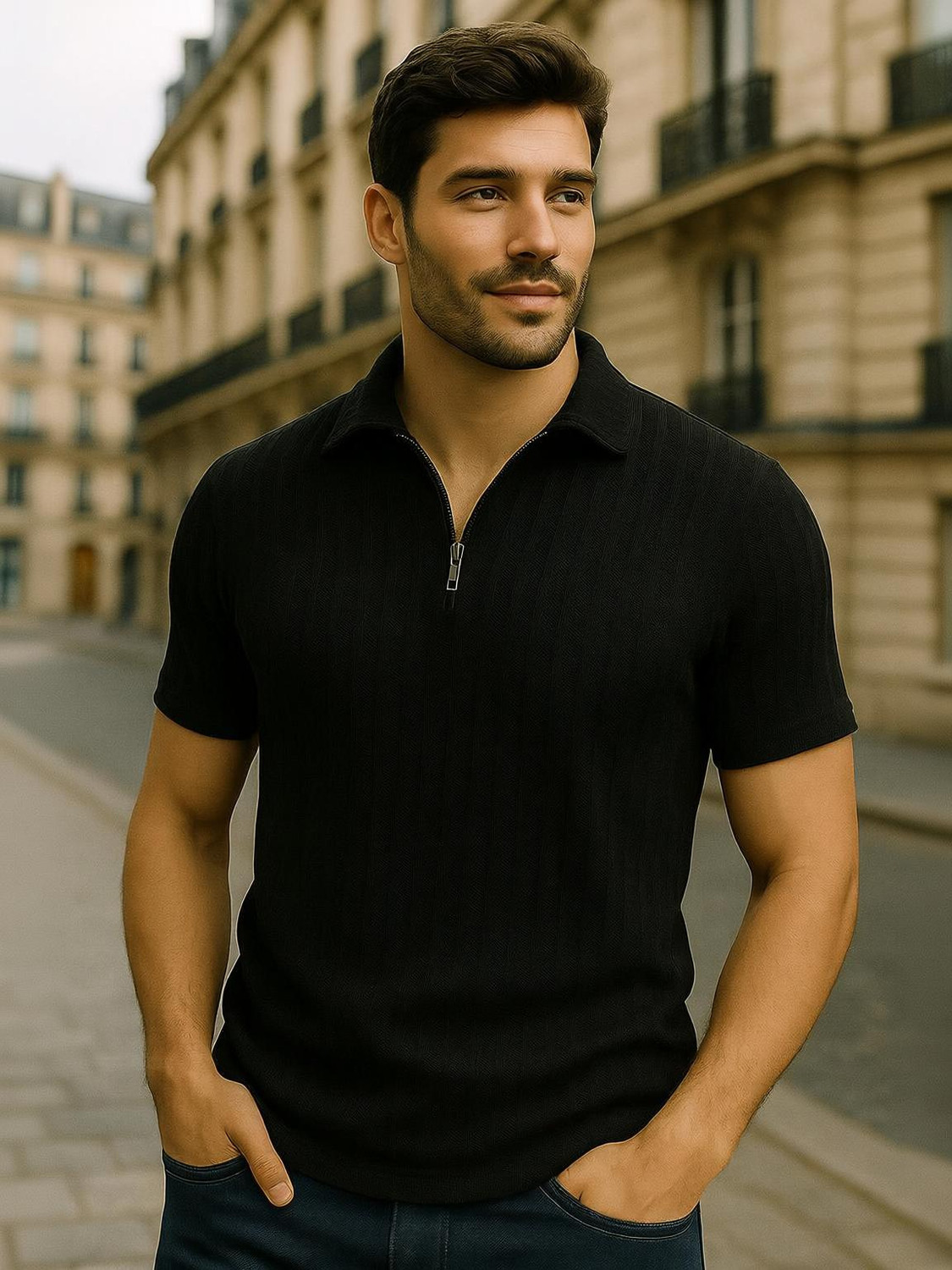 Image of Roadster Men Solid Polo Neck Polycotton Brown T-Shirt