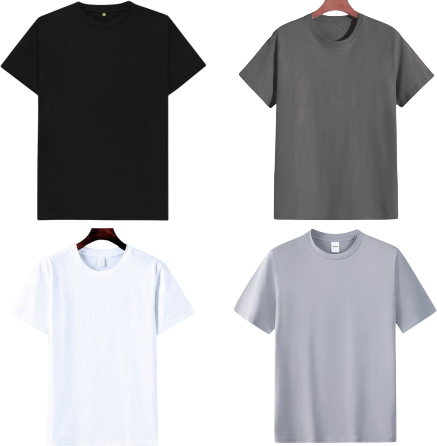 Image of lalita creation Pack of 4 Men Solid Round Neck Polyester Silver, Grey, White, Black T-Shirt