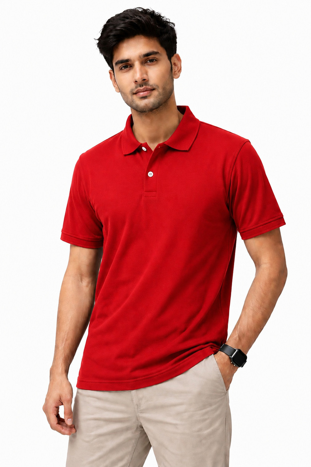 SQUAD Men Polo Neck Red T-Shirt - Image 1