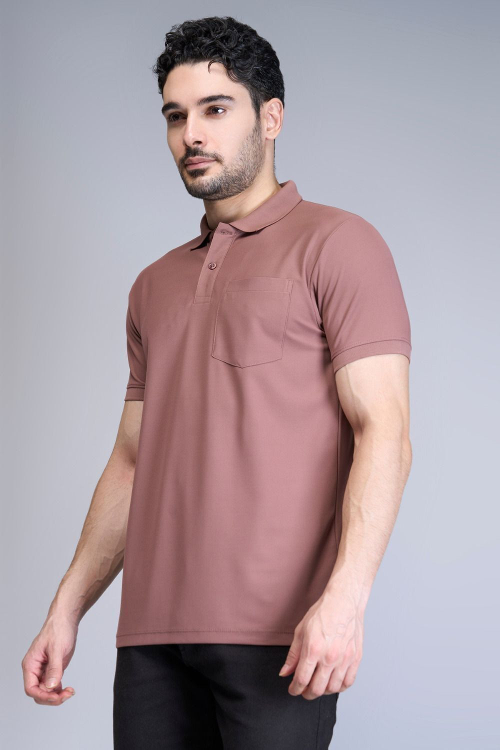 Image of BOLD VIEW Men Printed Polo Neck Polycotton White, Light Blue T-Shirt