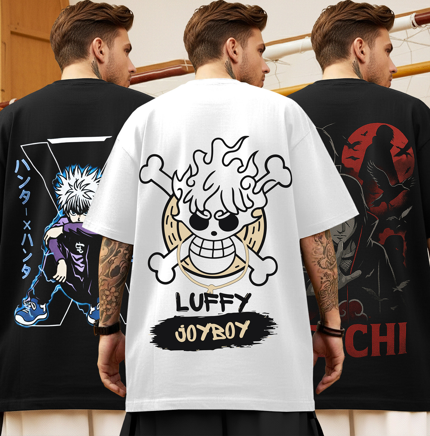 TRIPR Men 3 Pack Black, White Cotton Blend T-Shirts - Image 1