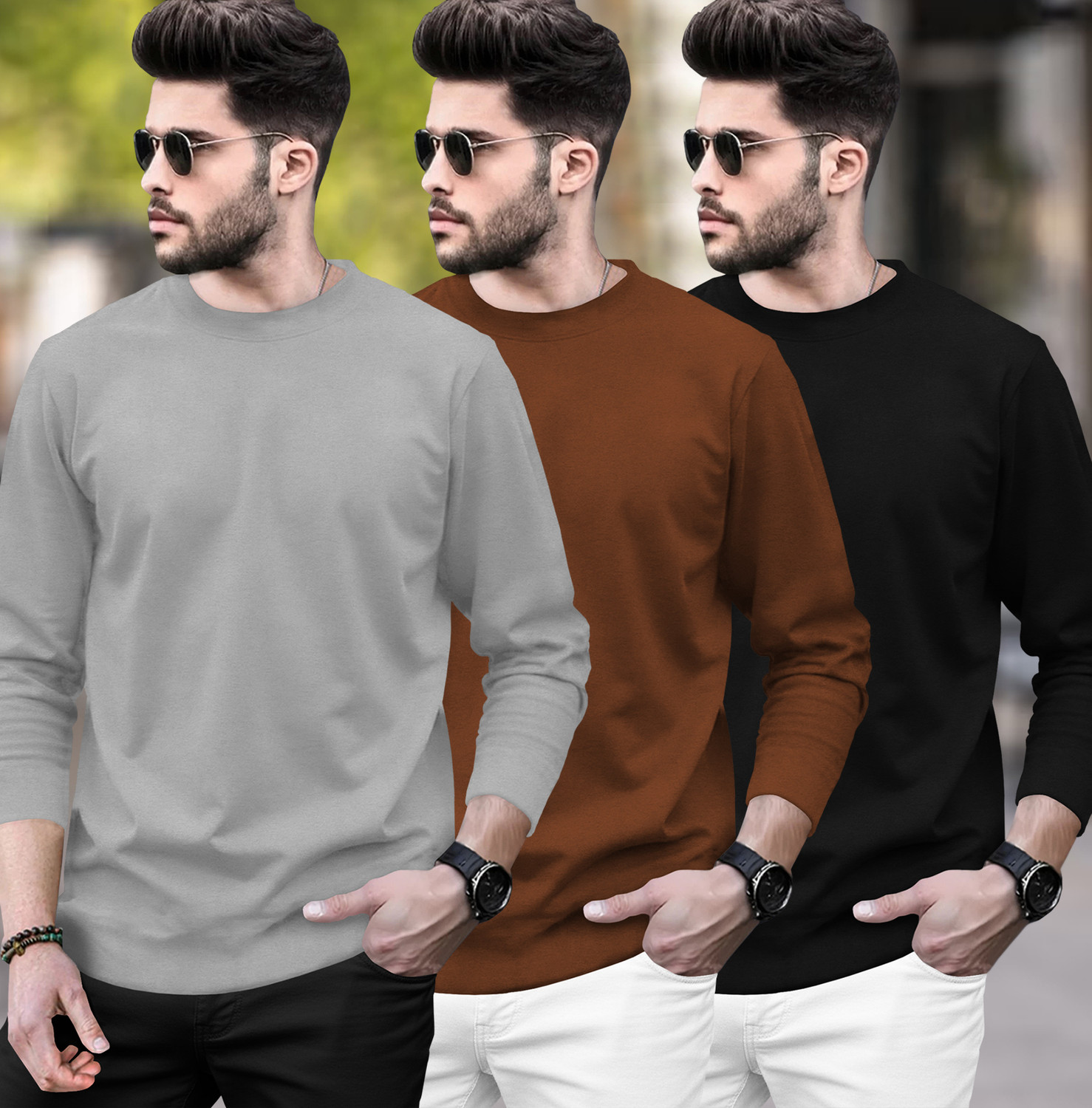 Image of BLIVE Men Printed Hooded Neck Cotton Blend Navy Blue, Red T-Shirt