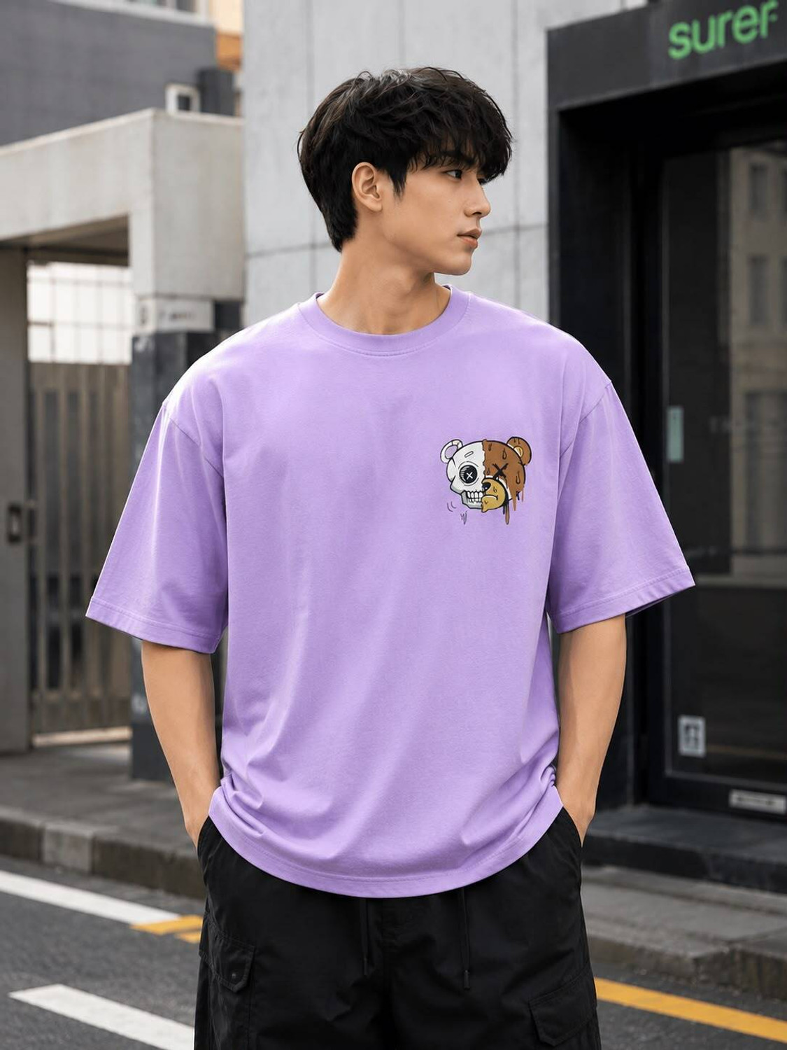 DAM HOOVER Purple Graphic Print Men's T-Shirt - Image 4