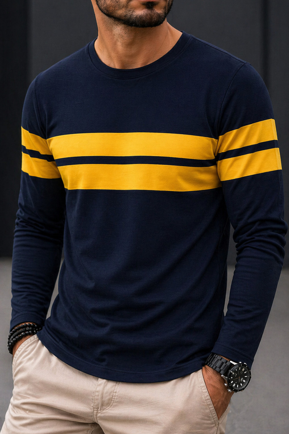 Image of Teezler Men Colorblock Round Neck Cotton Blend Green T-Shirt