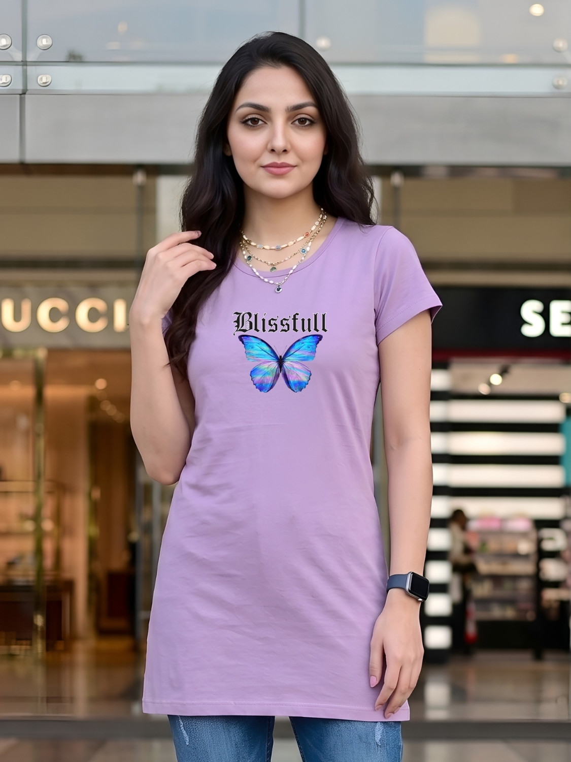 Image of ZentWorld Pack of 3 Women Printed Round Neck Cotton Blend Multicolor T-Shirt