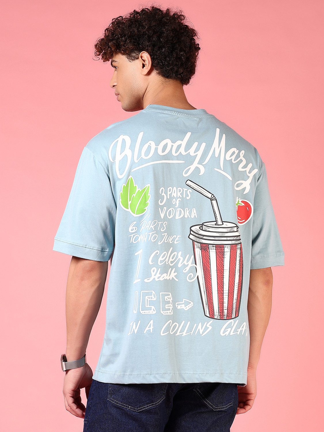 V-MART Men Light Blue Round Neck T-Shirt - Image 6