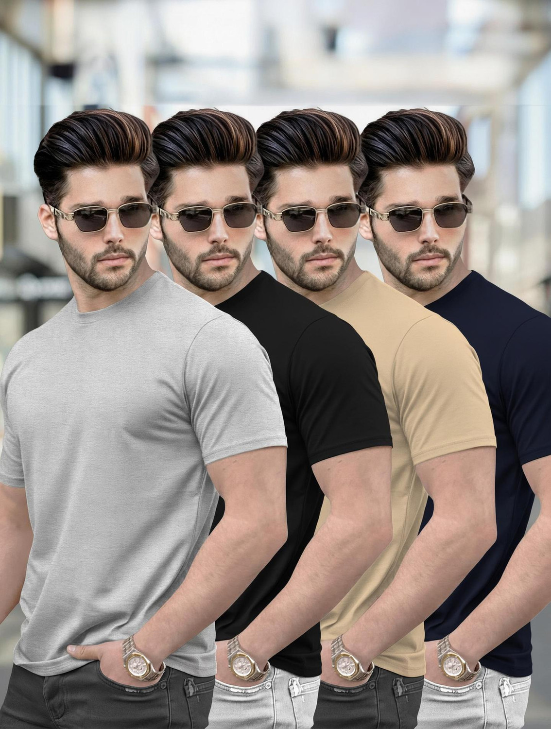 Image of METRONAUT Solid Men Zip Neck Polycotton Brown, Black T-Shirt