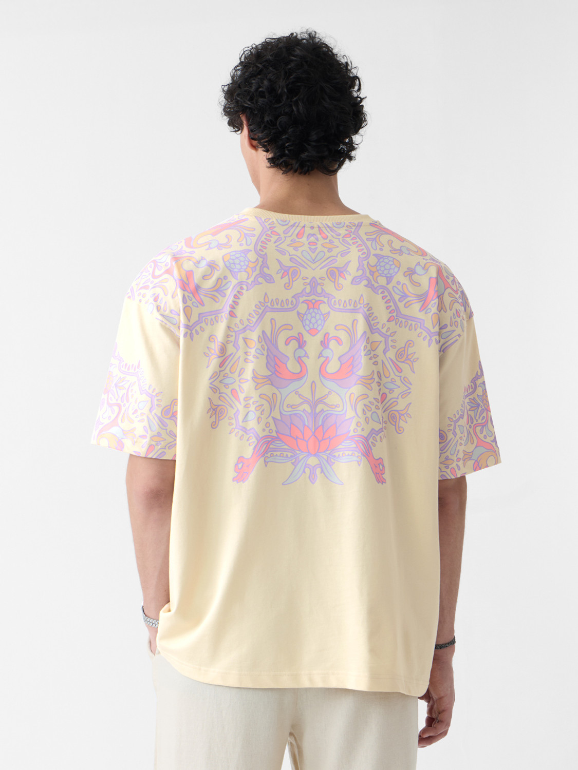 Image of The Souled Store Men Embroidered Round Neck Pure Cotton Yellow T-Shirt