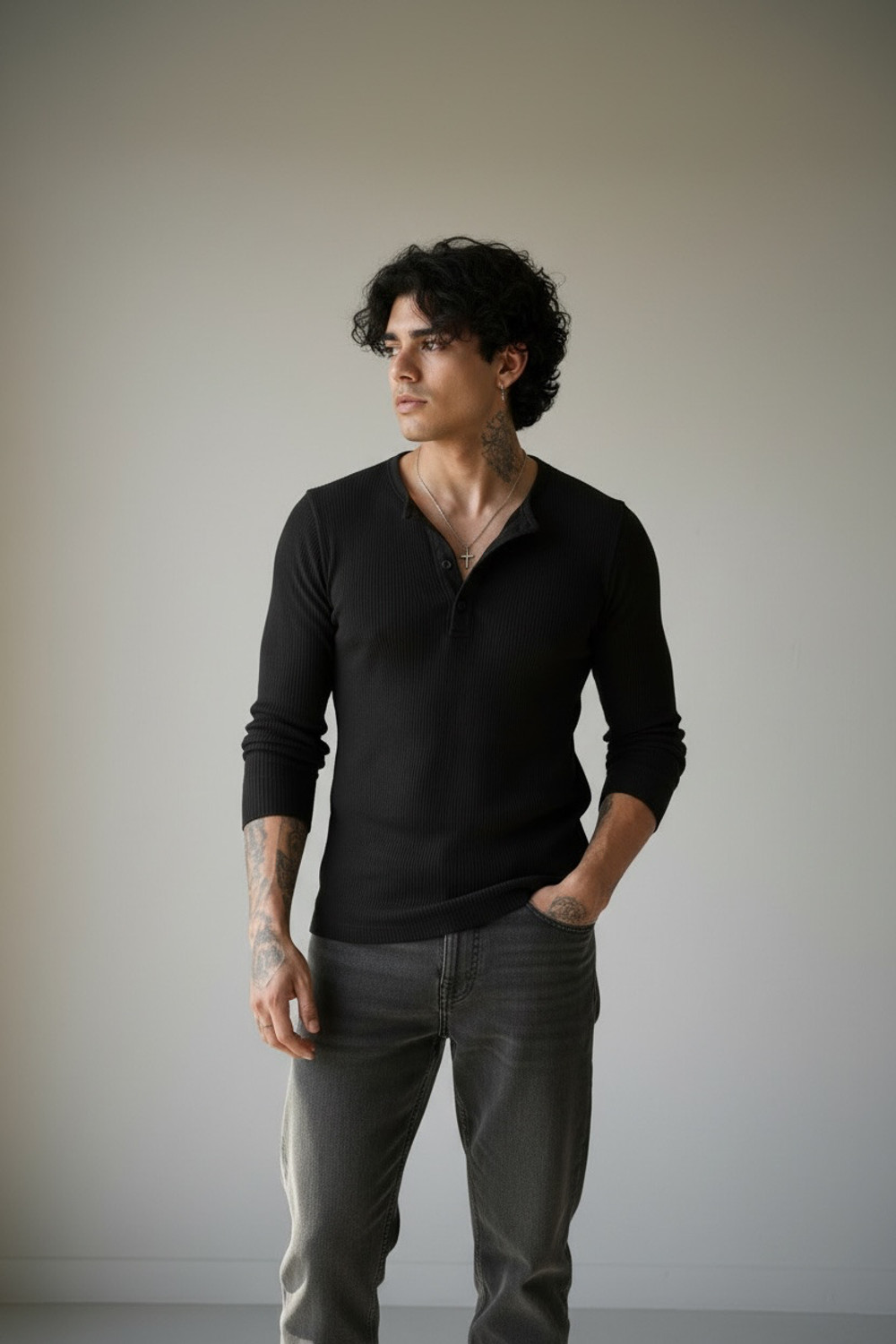 YDWC Men Multicolor Cotton Henley Neck T-Shirt - Image 1