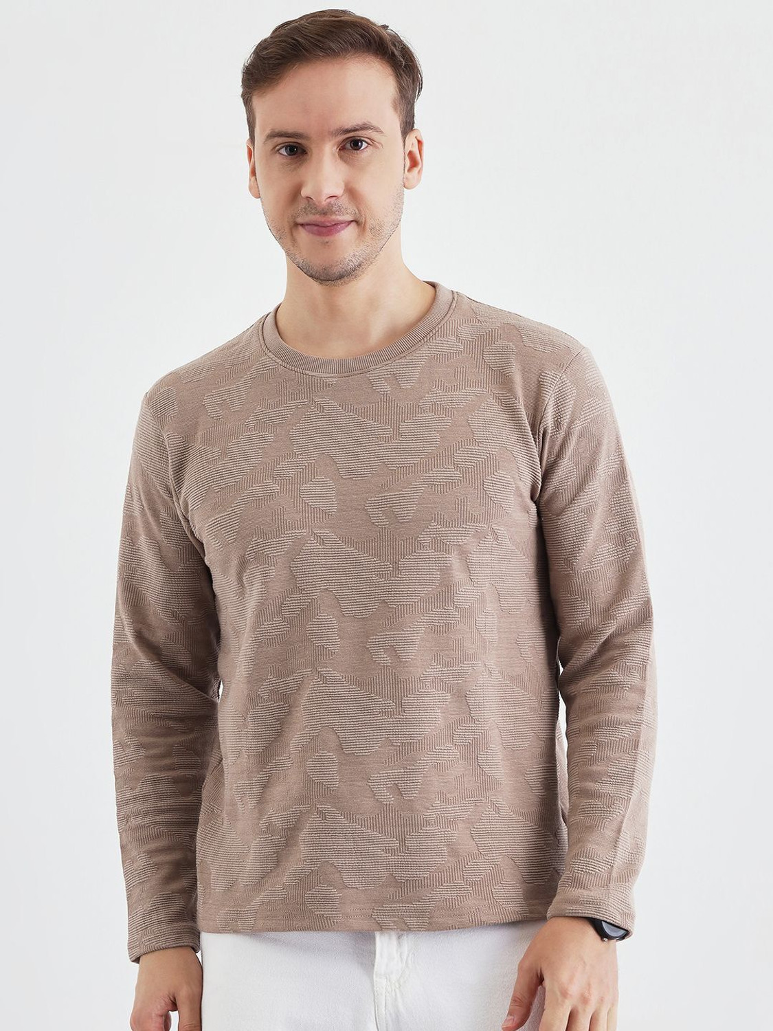 Image of TRIPR Men Solid Mandarin Collar Cotton Blend Black T-Shirt