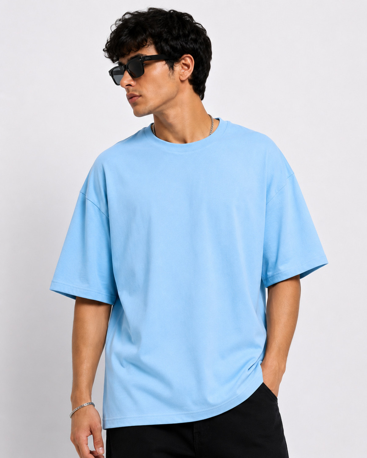 Image of TRIPR Men Solid Mandarin Collar Cotton Blend Grey T-Shirt