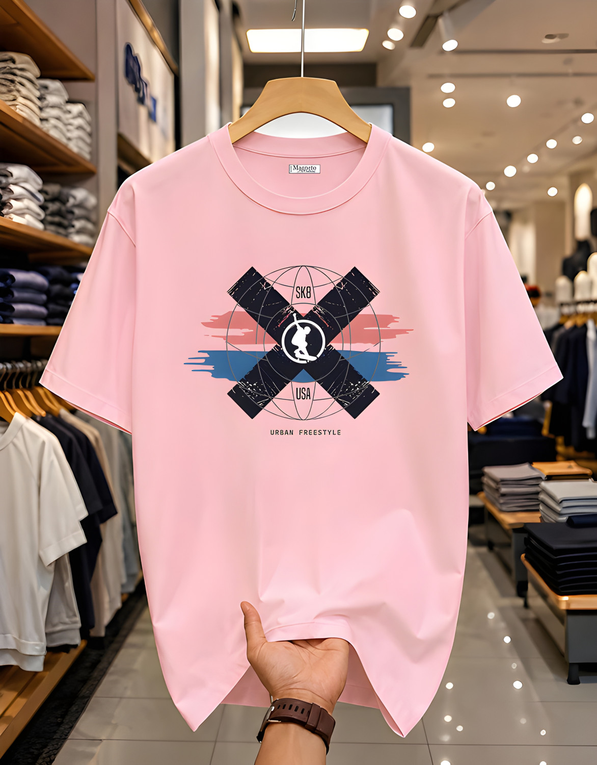Image of Kook N Keech Men Printed Round Neck Pure Cotton Pink T-Shirt