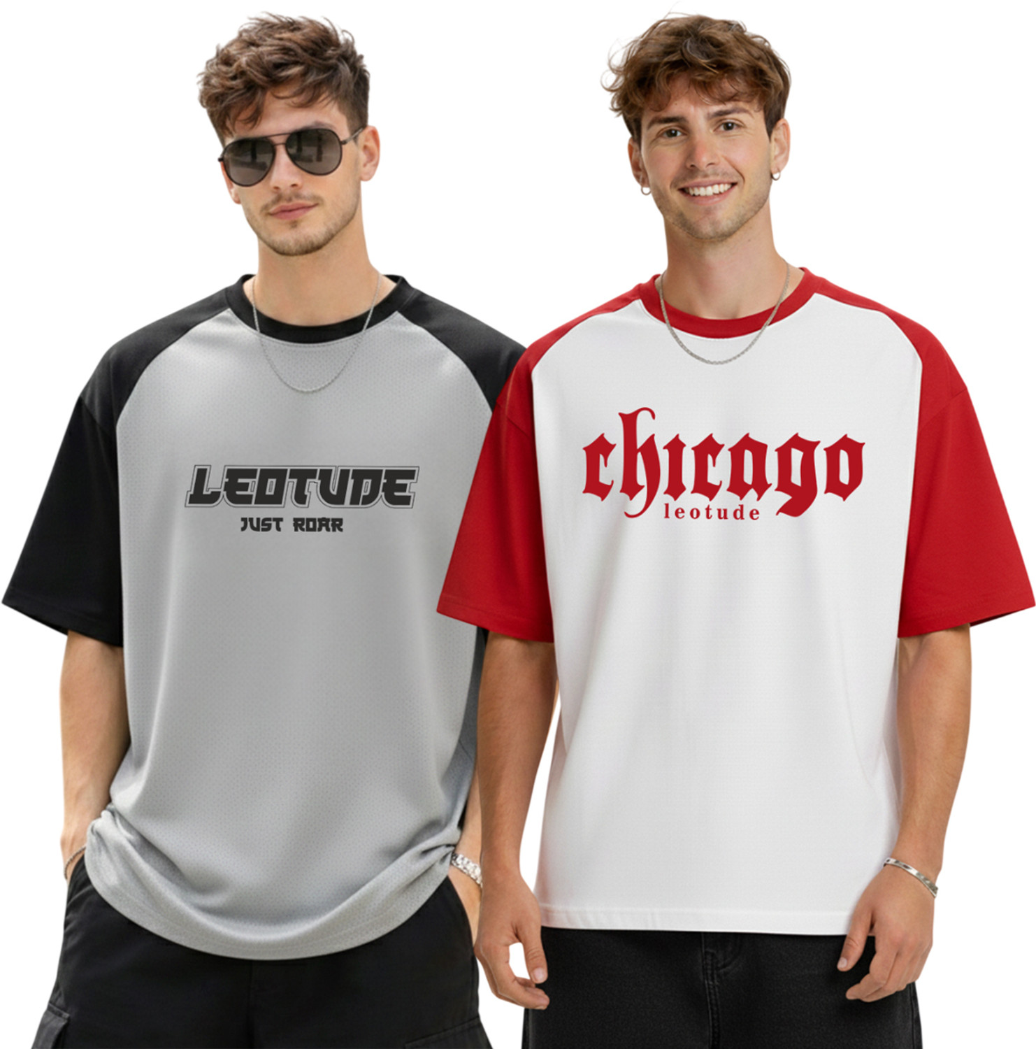 Leotude Men Printed Round Neck Cotton Blend Multicolor T-Shirt - Image 1