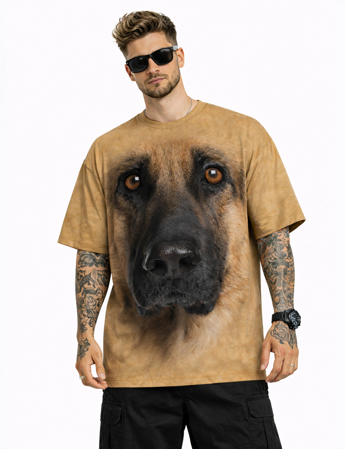 Image of AUSK Men Checkered Polo Neck Cotton Blend Black, Grey T-Shirt