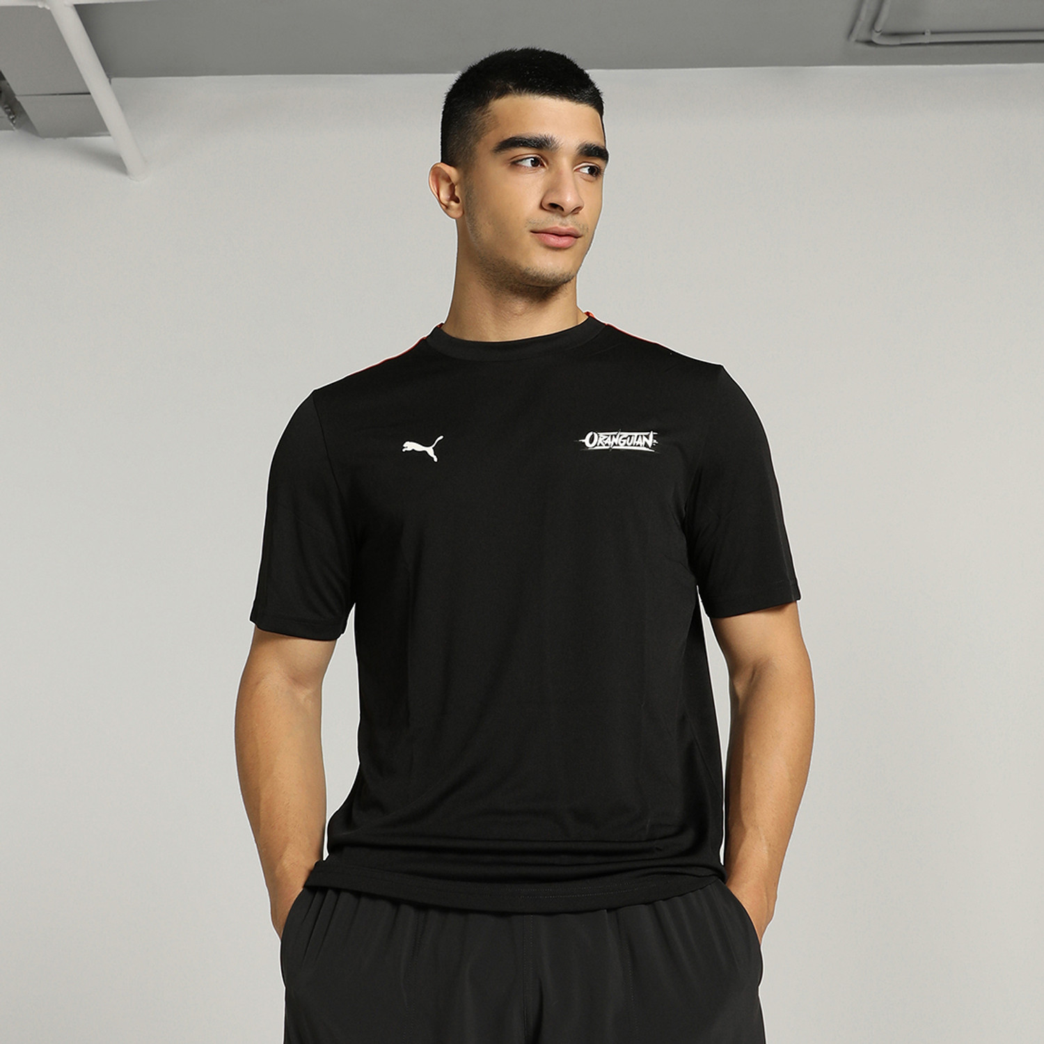 Image of PUMA Men Solid Round Neck Polyester White T-Shirt