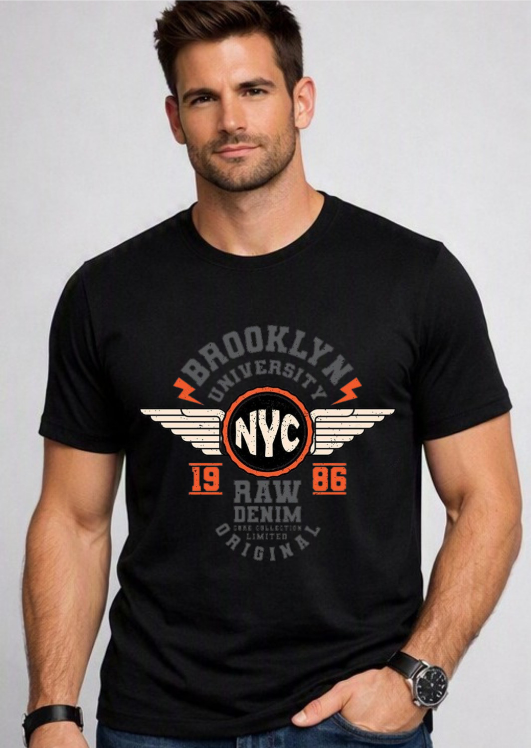 Image of TRIPR Men Solid Mandarin Collar Cotton Blend Grey T-Shirt