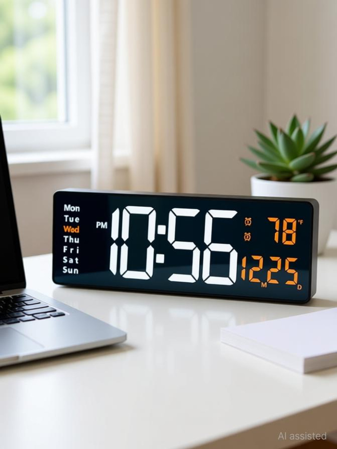 Image of DHAVJ Digital Black (with Green LED Display) Clock
