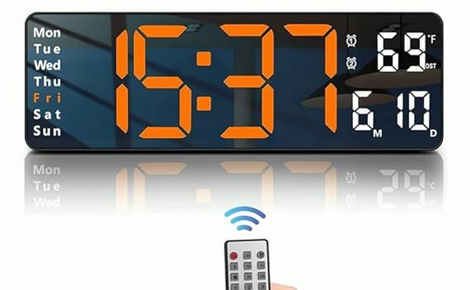Image of DHAVJ Digital Black (with Green LED Display) Clock